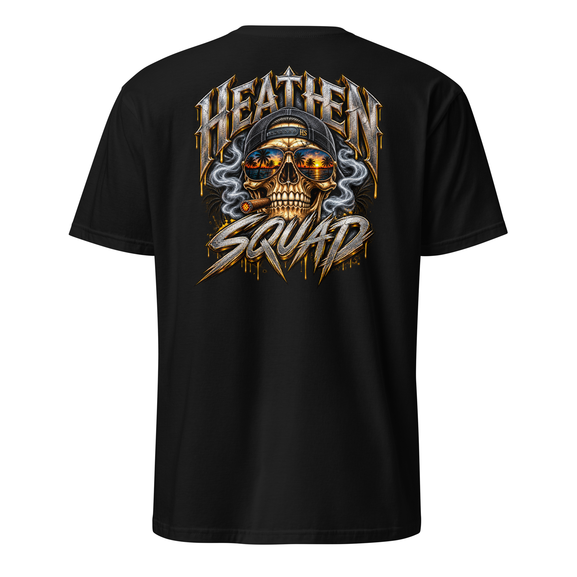 Smoking Skull Front & Back Graphic T-Shirt - Image 2