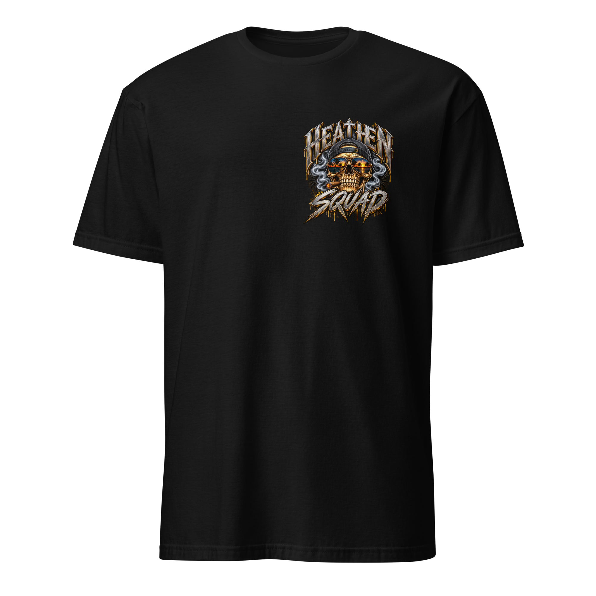 Smoking Skull Front & Back Graphic T-Shirt - Image 3